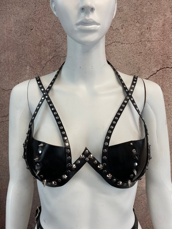 The Stigmata Bra, Leather Bra With Spike and Stud Detail, Hand