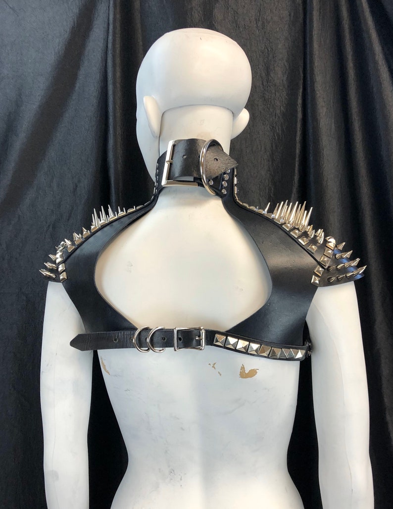 The Matriarch Spiked Chest and Neck Harness Leather Fashion - Etsy