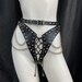 The Injustice Lace-Up Panties, Hand Dyed Leather Crotchless Underwear, Adjustable Lace-up Underwear With Chains and Spikes, Custom Lingerie 