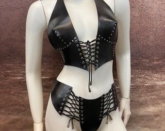 The Lunatic Spiked Bra, Leather Bra With Spikes, Lace-up Bralette, Custom  Bra Harness, Handmade Leather Lingerie, Spiked Bra Harness 