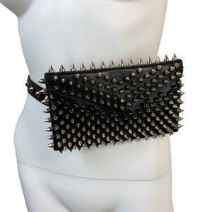 The Vagabond Fanny Pack, Spiked Leather Fanny Pack With Interchangeable Belt, Handmade Custom Waist Bag with Magnetic Snap, Leather Purse