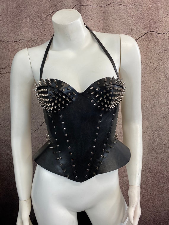 The Jayne Spiked Corset, Leather Fashion Corset With Spikes