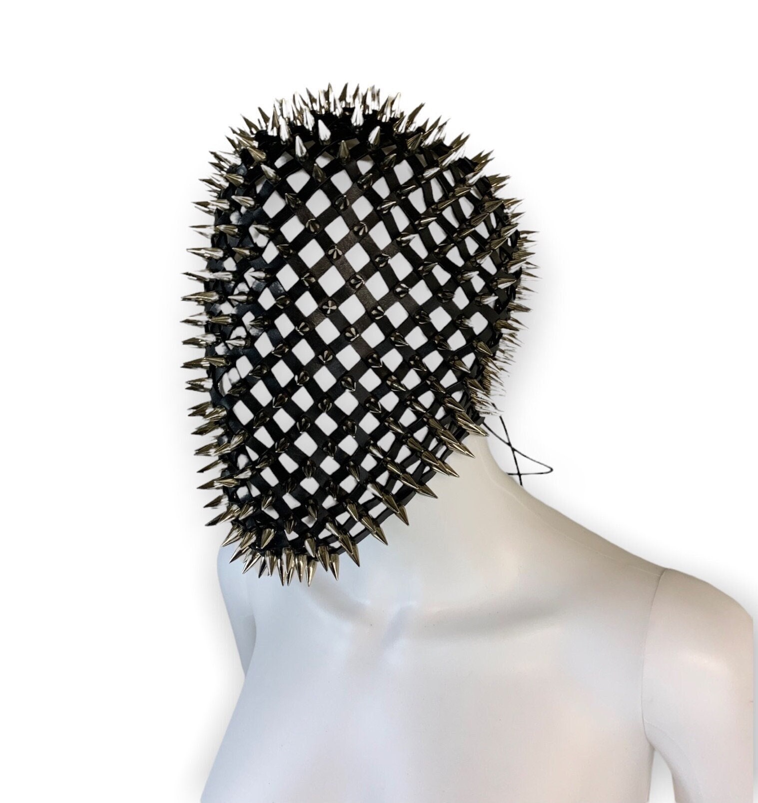 The Collector Spike Mask Full Head Leather Mask Fashion Face Etsy