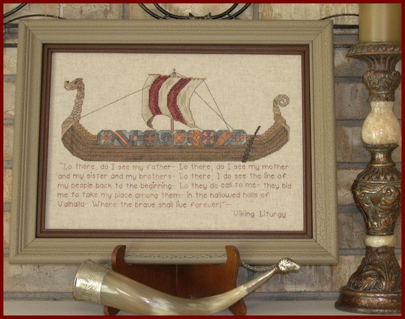 COUNTED CROSS STITCH CHART VIKING LONGBOAT # 5