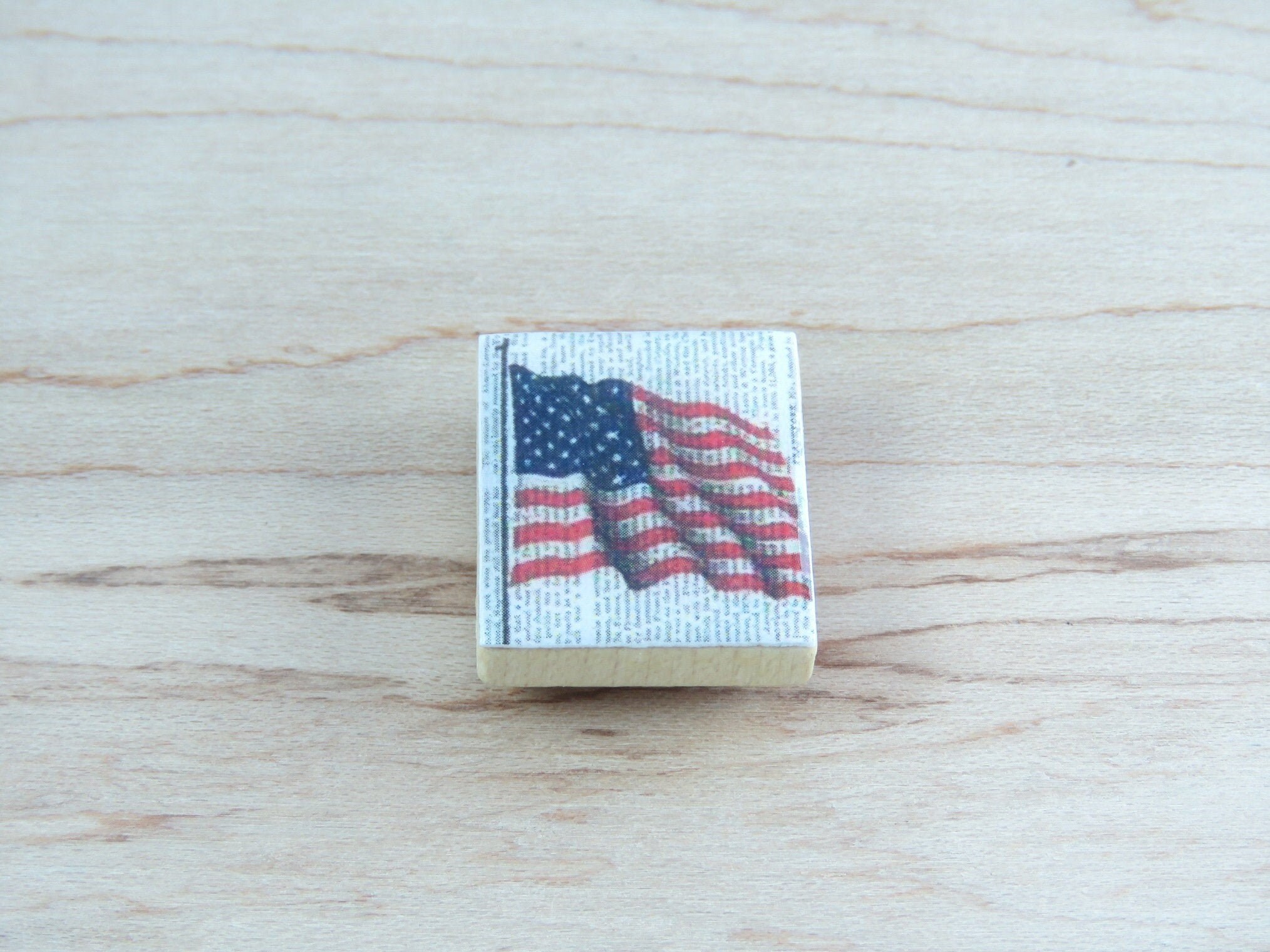 Fridge Magnet Handmade Needle Minder Keeper Cross Stitch Apple USA Flag  #B45 