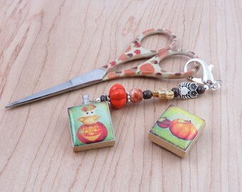 Autumn Scissor Fob, Needle Minder and Embroidery Scissor Gift Set