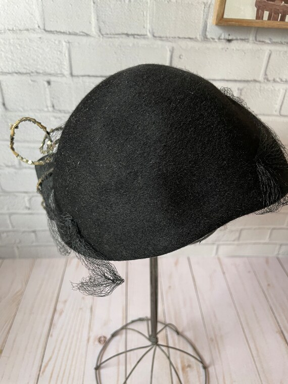 1950s Black Felt Hat - image 3