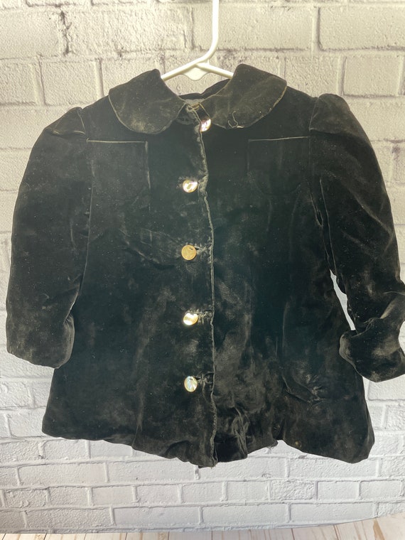 Antique Child Black Velvet Coat