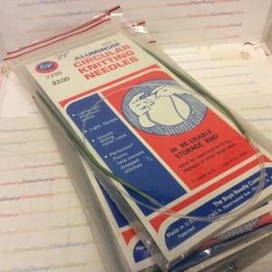BOYE, Circular, Knitting Needles, Aluminum Points, Nylon Cables, 29 Inch, Bagged, Original Package, Made in USA, RWB card