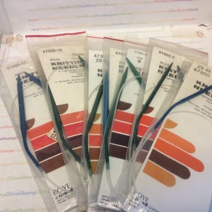 BOYE, Diana, Circular, 29 Inch, Knitting Needles, Aluminum Points, Nylon Cables, Original package, Made in USA, Sizes 5 6 8 9 10