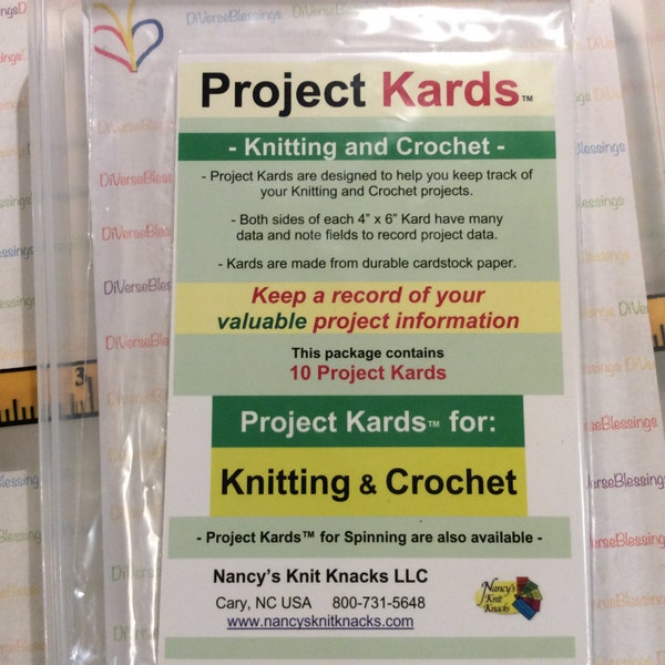 Nancy's Knit Knacks, Project Kards, Knit, Crochet, 4 x 6 Inch, Set of 10, Made in USA, Save and Share, Craft Recipe Cards