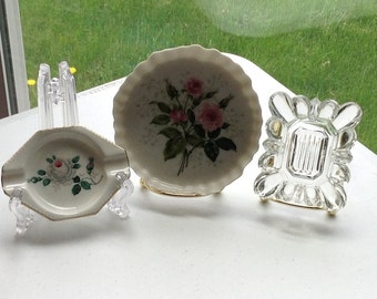 Ashtray, individual, Clear Glass, German Porcelain, Syracuse China, Tobacciana, Dish, Plate, Pick One