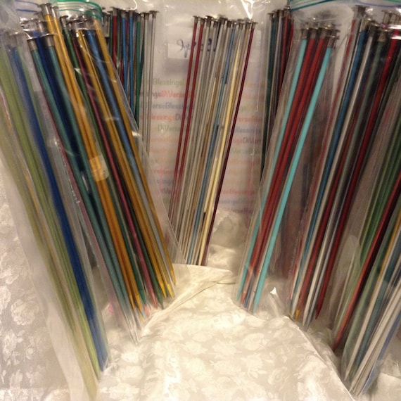 Boye Brand, Single Point, 10 inch, Aluminum, One pair, Sizes 4 through 11, Made in USA, Knitting Needles, Vintage, repackaged