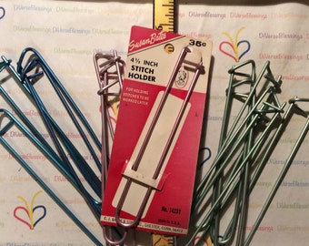 Susan BATES, Stitch Holders, 5 inch, Medium Weight, Aluminum, Made in USA, Very Vintage, Small Lots of 3, Single NOS