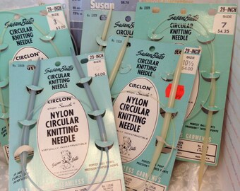 Susan BATES, All Nylon, 29 Inch, Circular Needles, Seamless Knitting, Circlon, Whisper Smooth, Made in USA, Original Package