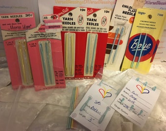 Yarn Needles, Tapestry Needles, Plastic Canvas, Plastic Blunt end, Bates, Boye, Made in USA, Imported, Some New Old Stock, Some Used