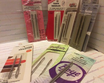 Yarn Needles, Size 13, Tapestry Needles, Plastic Canvas, Steel Blunt end, Bates, Boye, Yarnology, Imported, Some New Old Stock, Some Used