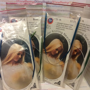 BOYE, Rundstricknadeln, Aluminiumspitzen, Nylon Kabel, 72cm, Original Verpackung, Made in USA, Blonde Karte