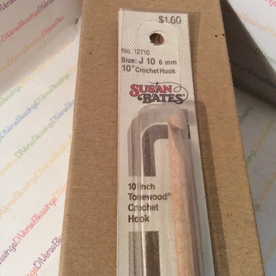 10 Inch Inline Hook Made in USA Afghan Tunisian 6mm Size J 10 Tonewood