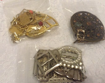 Belt buckles, Clasps, Findings, Silver tone, Rhinestones, Gold Tone, Copper Bronze Tone, Small Lots, ReUse, RePurpose, UpCycle, Steampunk