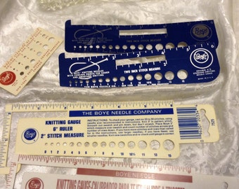 BOYE, Gauge, Stitch Guide, Metal, Plastic, Vintage, Made in USA, Knitting Needles, Crochet Hooks