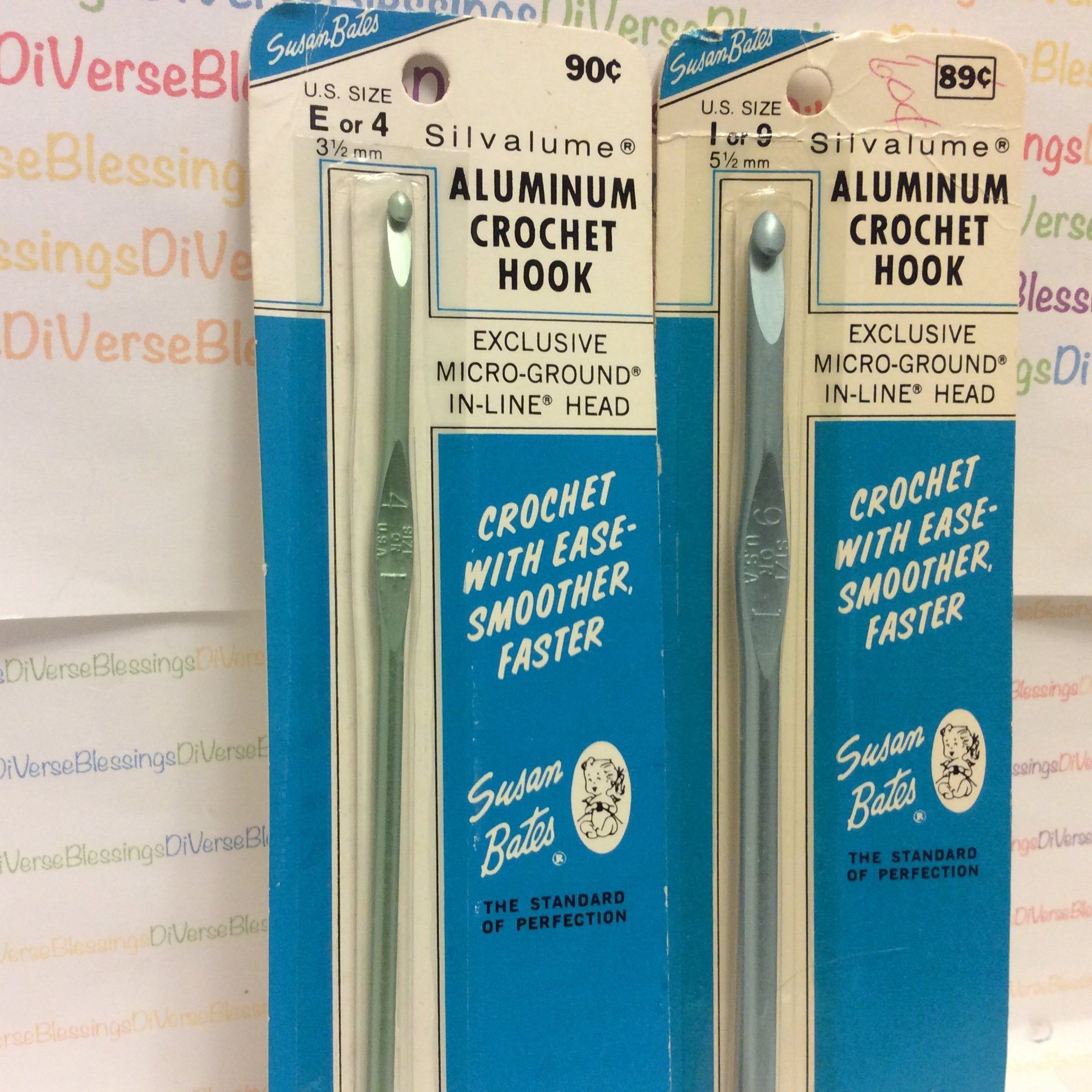 Susan BATES Crochet Hook Inline Hook Blue Card Aluminum Etsy Canada