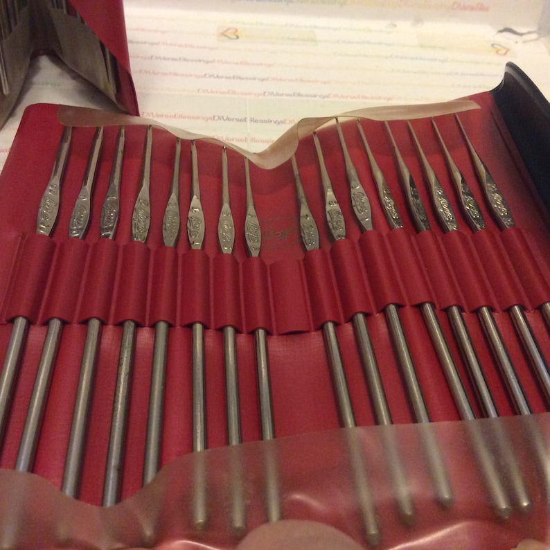 BOYE Steel Crochet hook USA Full Set Vinyl Case Thread Etsy