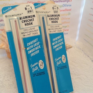 Susan BATES, Crochet Hook, Blue Card, Aluminum, Made in USA, No 12106, Made A