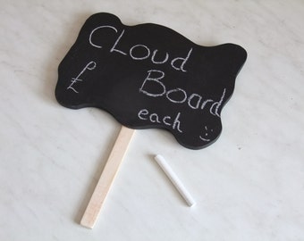 Chalkboard thought cloud with handle for party, celebration, wedding fun, fancy dress.
