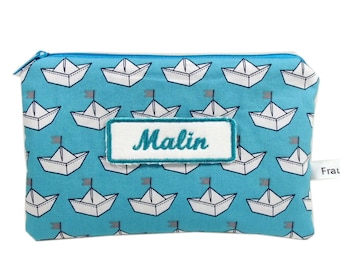 Mäppchen Täschchen Schlampermäppchen Etui Schiffe blau Schiff maritim gestreift Streifen Geschenk Einschulung- Schuleinführung Geschenk