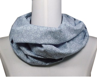 Cotton snood-loop for everyone-scarf gray flowers-gift-women neckerchief-gift idea-christmas gift daughter sister aunt