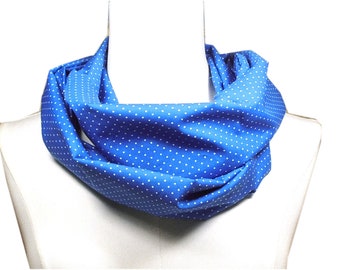 Women's loop tube scarf scarf dots blue royal blue white gift sister birthday gift girlfriend neckerchief dotted youth consecration
