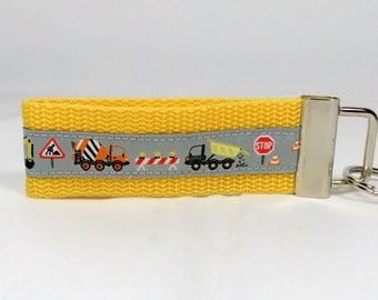 Schlüsselband Bagger-Geschenk Schulstart-kleines Geschenk-Schlüsselanhänger Schultüte- schwarz orange gelb grau Baustelle Fahrzeuge