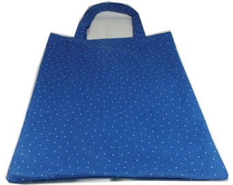 Einkaufstasche Stoffbeutel blau Punkt Punkte weiß handmade