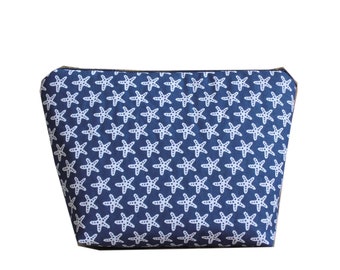 Cosmetic bag maritime bag blue white starfish toiletry bag travel gift bag mom bag for medication make-up bag make-up