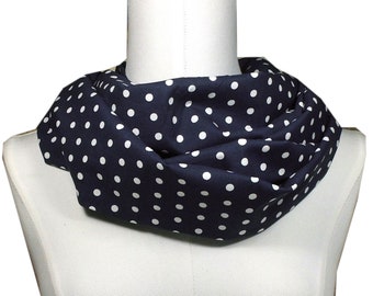 Gift for woman - ladies loop - birthday gift - scarf blue white with dots - cotton scarf - gift idea for niece, granddaughter, best friend