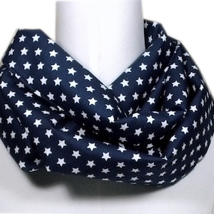 Women's tube scarf loop scarf gift birthday present women Christmas daughter scarf stars blue white thank you image 1