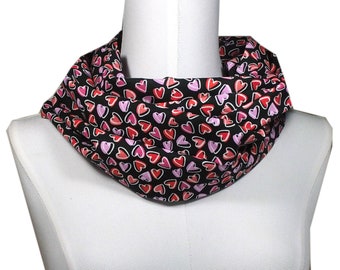 Women's scarf gift birthday loop tube scarf hearts red orange pink white black gift sister-in-law birthday Christmas niece