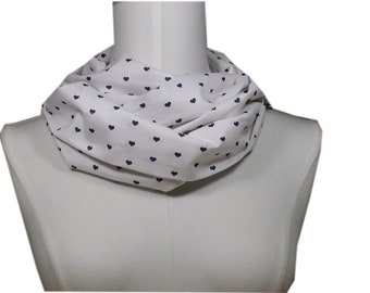 Foulard tube blanc bleu foncé boucle coeur cadeau marin anniversaire coton foulard femme meilleur collègue cadeau consécration jeunesse