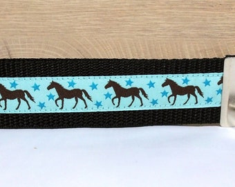 Lanyard cheval cadeau retour à l’école petit cadeau porte-clés sac d’école noir turquoise cheval remorque poche balancent