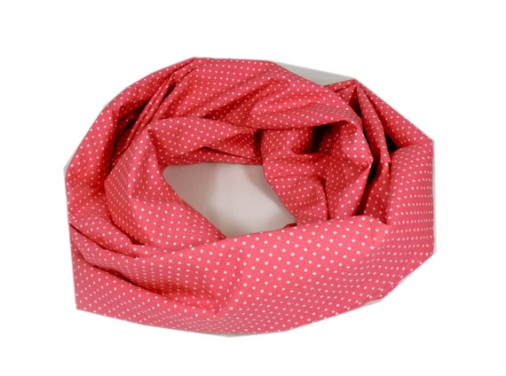 Loop Hose Scarf Scarf Dots Pink White Handmade Etsy