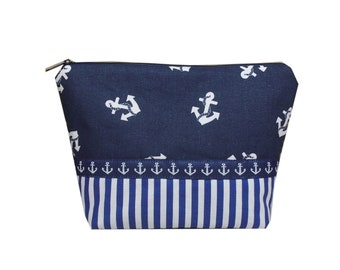 Cosmetic bag maritime bag anchor blue -toiletry bag travel gift Father's Day bag mom bag for medication make-up bag makeup