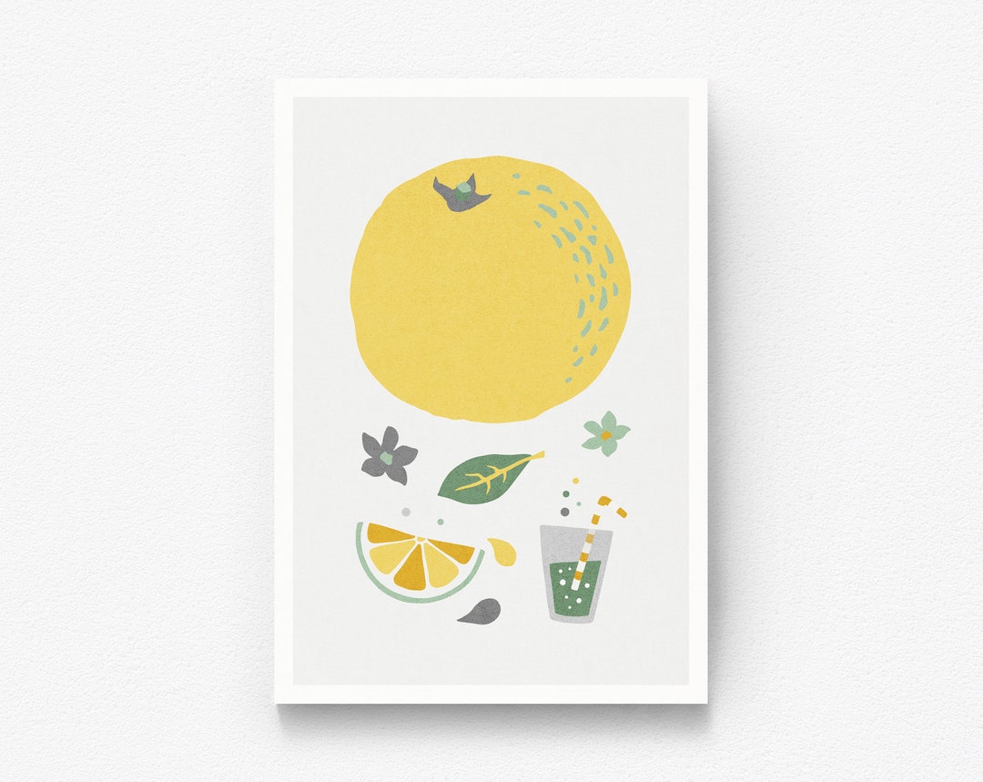 Printable Kitchen Art, Printable Kitchen Wall Art, Orange Fruit Art