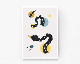 Snake Wall Art, Snake Poster, Snake Art Print, Flat Illustration, Printable Art, Printable Wall Art, Digital Print, Downloadable Art