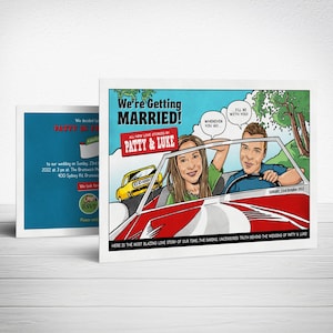 Destination Wedding, Comic Book Wedding, Fun Wedding Invitation, Custom Wedding Invite, Comic Invitation, Custom Comic Portrait