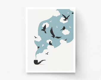 Modern Bird Prints, Conceptual Wall Art, Conceptual Art Print, Minimalist Wall Art, Printable Wall Art, Digital Print, Downloadable Art