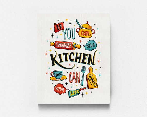 Free Shipping Colorful Kitchen Art Whimsical Kitchen Art Etsy
