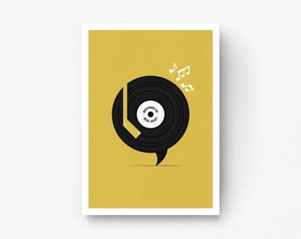 Music Speaks, Minimalist Music Poster, Music Record Print, Modern Music Wall Art, Printable Art, Printable Wall Art, Downloadable Art
