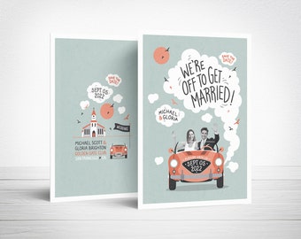 Destination Save The Date, Fun Save the Date, Printable Save the Date, Illustrated Save the Date, Save the Date Download