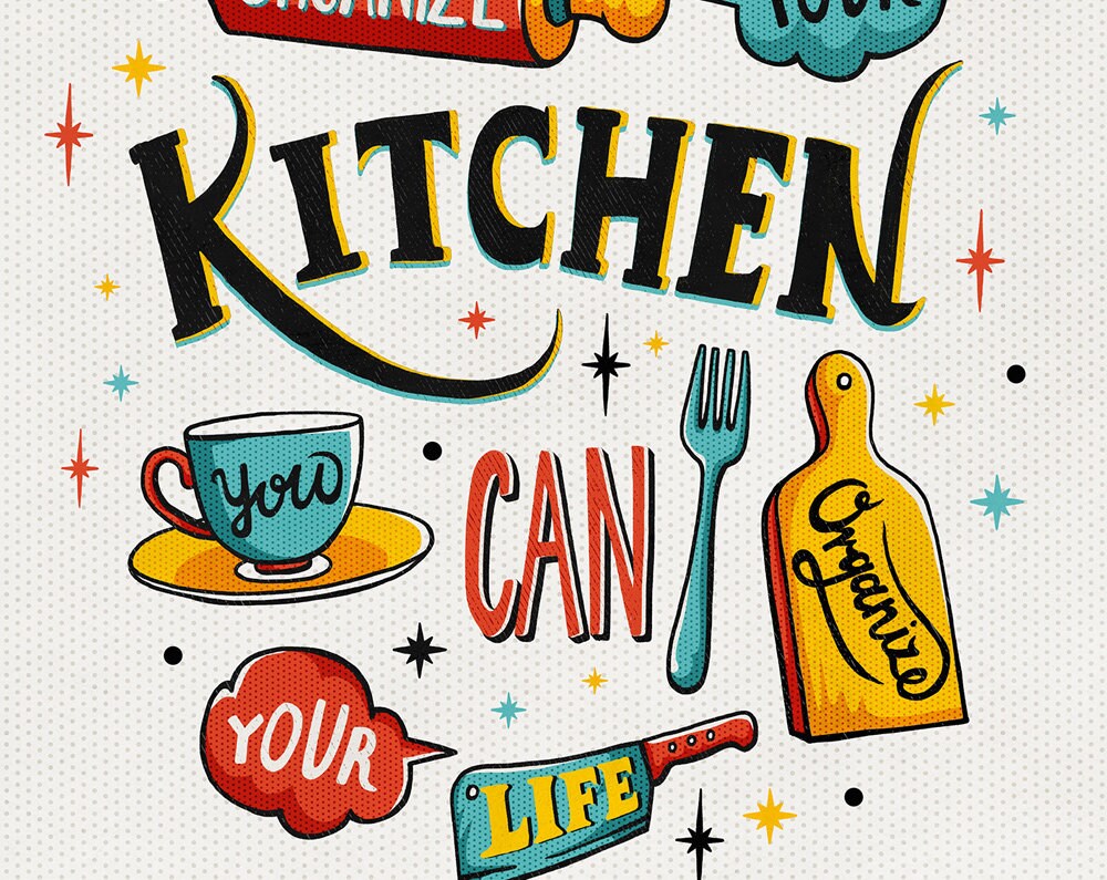 FREE SHIPPING / Colorful kitchen art whimsical kitchen art Etsy